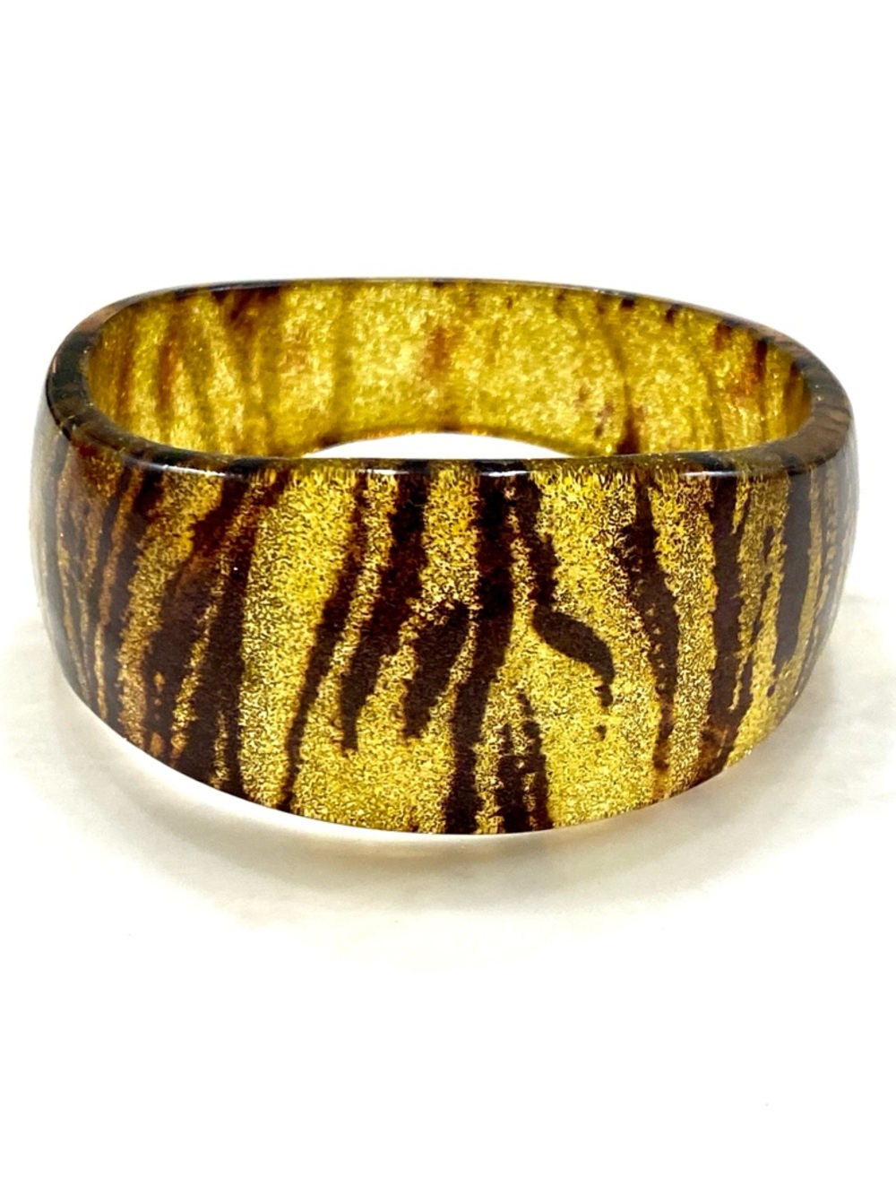 Vintage Gold and Brown Tiger Stripe Resin Bangle